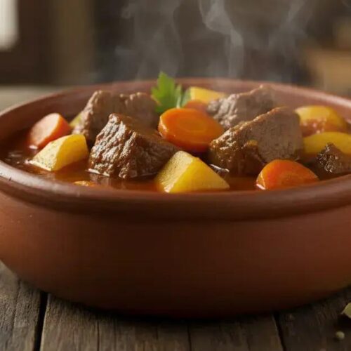 Carne de panela com batata e cenoura