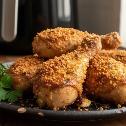 Coxa e sobrecoxa na Air Fryer com crosta de alho Coxa e sobrecoxa na Air Fryer