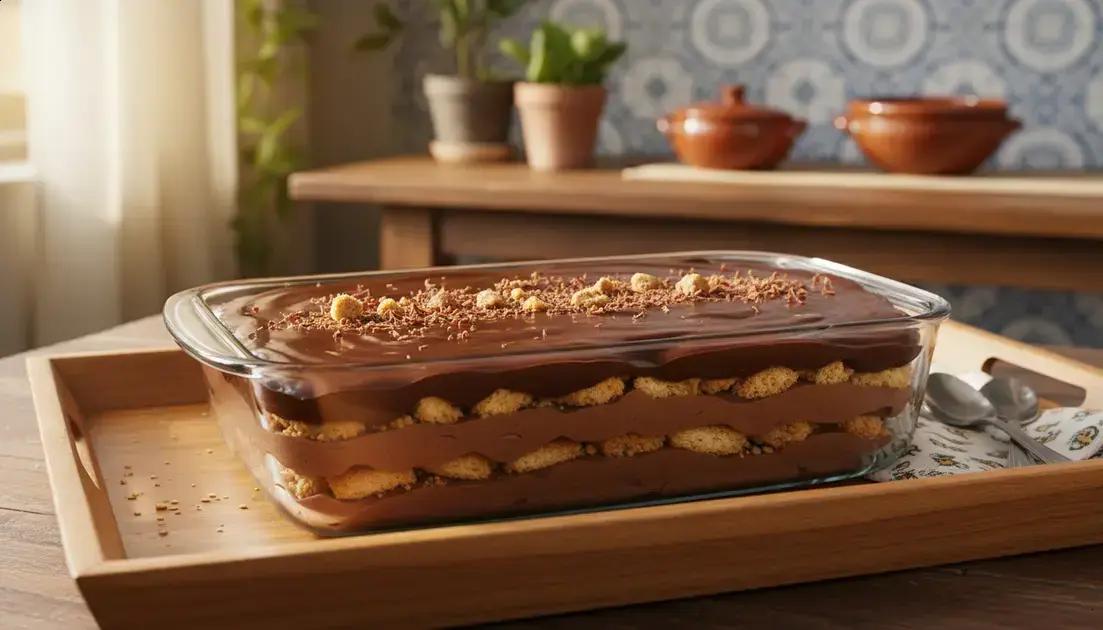 Palha italiana cremosa na travessa