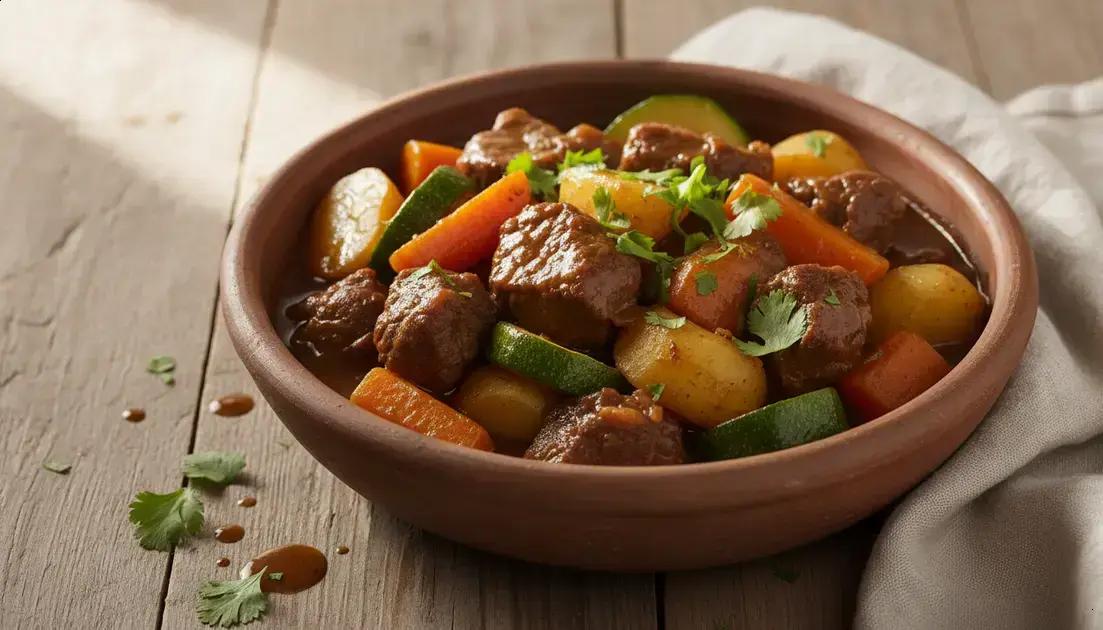 picadinho de carne com legumes e molho encorpado